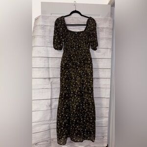 Old Navy Dark Green Floral Long Dress